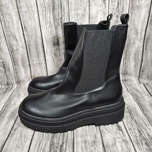 Good American Shoes Womens Size 9.5 Platform Combat Boots Black Leather GA036V-X